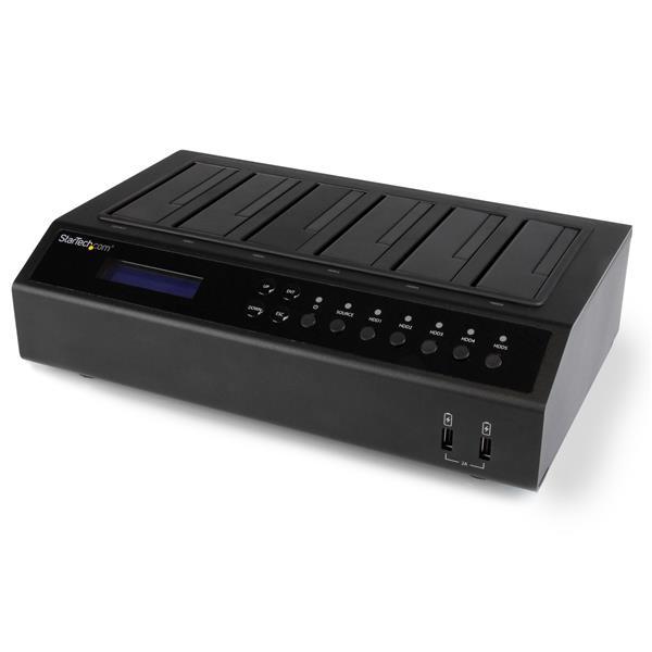 USB 3.0 / esata 6-Bay Hard Drive Duplicator Dock - 1:5 HDD / SSD Cloner and Eraser Product ID: SATDOCK5U3ER The SATDOCK5U3ER Hard Drive Duplicator & Docking Station lets you clone a 2.5in or 3.
