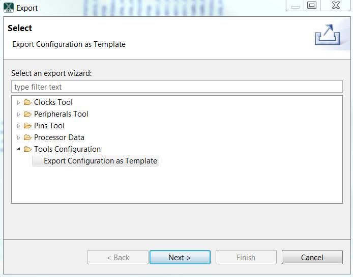 Config Tools User Interface Configuration Figure 6. Export template The exported template is available in the New Configuration dialog and can be used to create a new configuration.