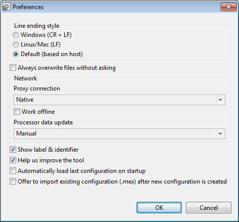 Config Tools User Interface MEX Preferences Figure 9.