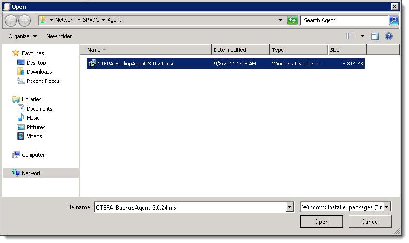 h Right-click Software Installations, then select New > Package. The Open dialog box appears.