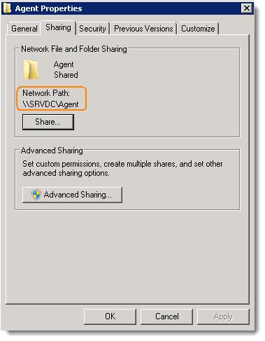 Centrally Installing CTERA Agent via Active Directory You can view the network location of the shared folder in the