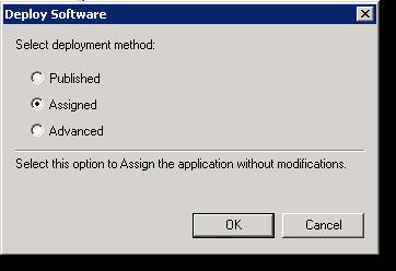 The Deploy Software dialog box appears: k Select Assigned.