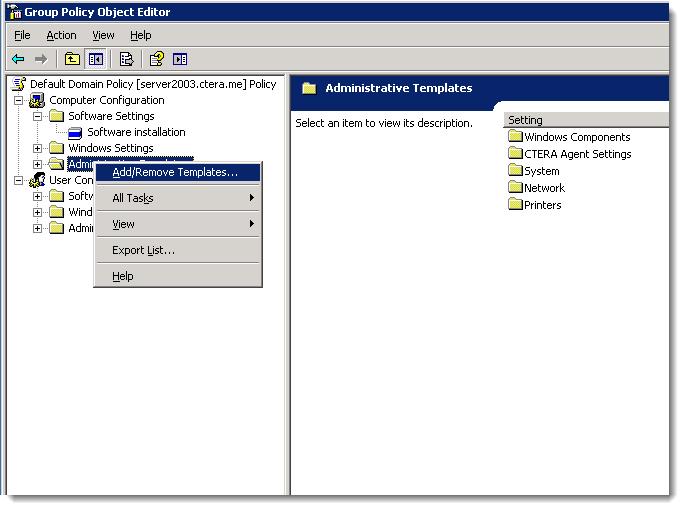 Centrally Installing CTERA Agent via Active Directory 3 Add the ctera-agent.