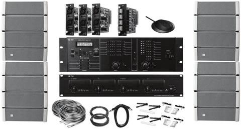 System includes: (1) M-633D Digital Mic/Line Mixer w/ FBS & ARC (1) DA-250D Digital 2 Channel Power Amplifier (2) SR-H2S (S version) or SR-H2L (Long throw version) Slim Line Array Loudspeakers (2)