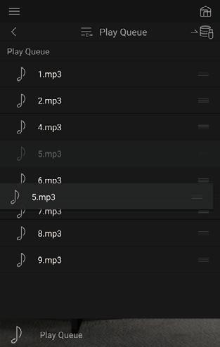 Releasing your finger will delete the track from Play Queue. 1.