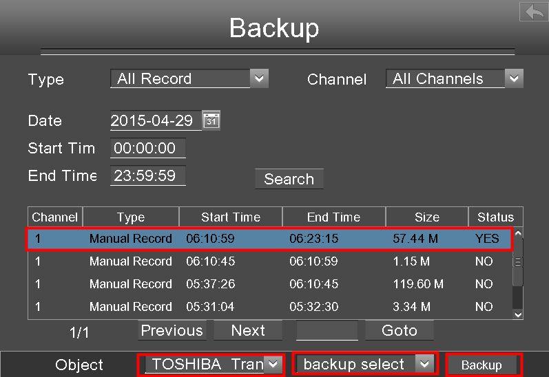 The record information can be exported to USB-flash disk for backup. 1. Double-click the record information by the left of the Record will 2. mouse in the search result lis t.