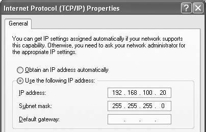 6. Setting the LAN Setting of Personal Computer 5 Click [Use the following IP address:], and input [IP address]and[subnet mask].
