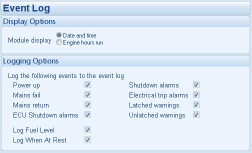 5.3 VIEWING THE EVENT LOG The DSE8600 series modules maintain a log of past alarms and/or selected status changes.