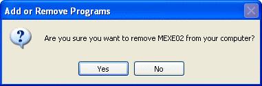 3 Installation and uninstallation 3.5 Uninstalling MEXE02 Please follow the procedures below in order to uninstall MEXE02. Note Administrator privilege is required for uninstallation. 1.