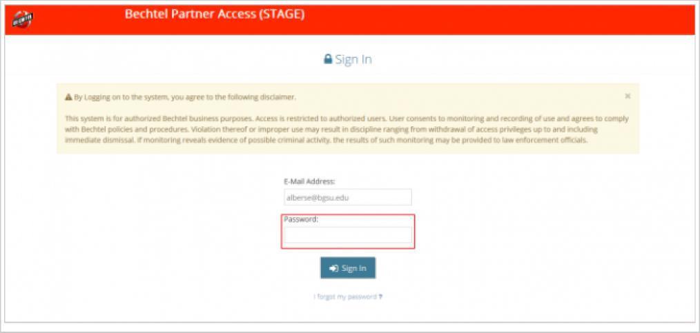 Select Sign In to sign into the isupplier Portal: Enter the Password created during Account Registration: 3.