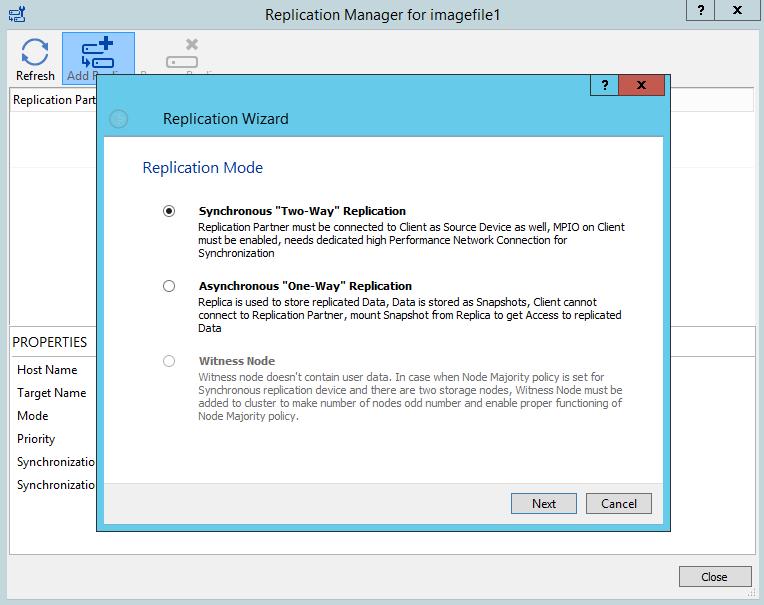 Right-click on the newly created device and select Replication Manager.