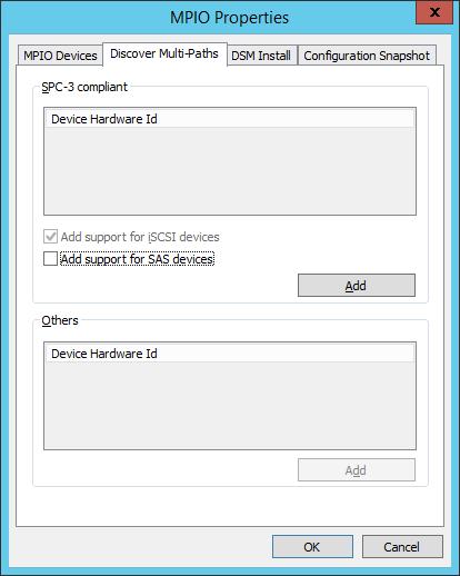 Enabling Multipath Support 5. Open the MPIO Properties manager: Start -> Windows Administrative Tools -> MPIO. Alternatively, run the following PowerShell command: mpiocpl 6.