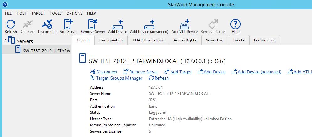 Configuring Shared Storage 26. Launch StarWind Management Console by double-clicking the StarWind tray icon. NOTE: StarWind Management Console cannot be installed on an operating system without a GUI.