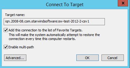 65. Select Microsoft iscsi Initiator in the Local adapter text field. Select 127.0.0.1 in the Target portal IP area. Click OK twice to connect the target. 66.