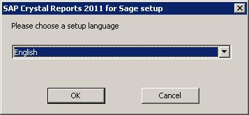 Installing Reporting Installing the Latest Version The SAP Crystal Reports 2011 for Sage setup language dialog