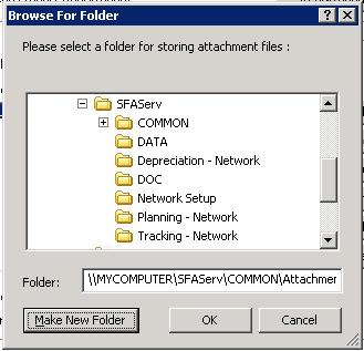 Setting up the attachments folder Installing - Network Server the First Time Step 4: Setting Up the Attachments Folder for PDFs 1. On the Database Utility, click the Browse button.