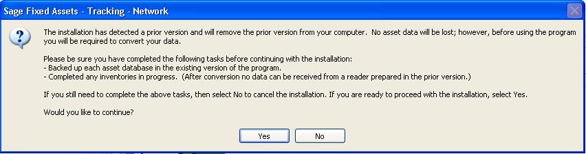 8 Installing Tracking: Upgrading from a Prior Version Step 1: Upgrading the Client Components After you click the Yes button, the Customer Information dialog appears. 7.