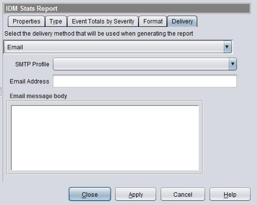 Getting Started Creating Report Policies Figure 2-21. Report Manager Action: Report Delivery method Email is the default method. It will email the report to the address specified.