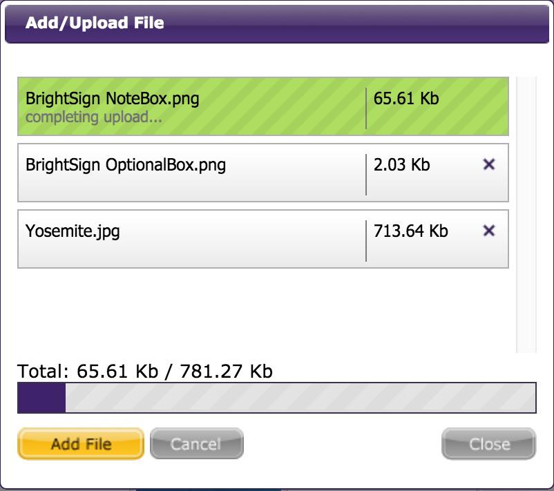 Click Add File and select the desired video, audio, or image file. You can add multiple files to the upload queue using this method.