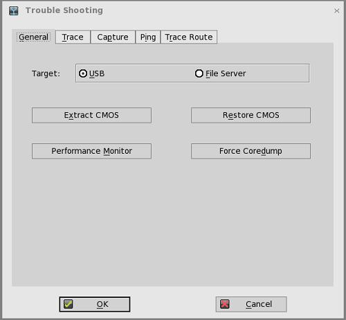 Using the Trouble Shooting Options Use the Trouble Shooting dialog box to configure Trace and Event log settings, performance monitor graphs that display client CPU, Memory, and Networking