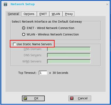 2 Click the General tab, and use the following guidelines: a To set the default gateway, select the type of network interface from the available options.