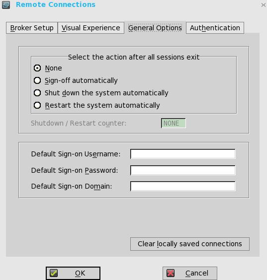 Configuring the General Options To configure the general options: 1 From the desktop menu, click System Setup, and then click Remote Connections. The Remote Connections dialog box is displayed.