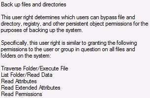 the number of administrative rights assigned to User1. What should you do? A. Assign User1 the Back up files and directories user right. B. Add User1 to the Backup Operators group. C.