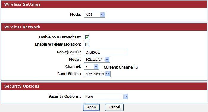 Setup procedure for WDS or WDS+AP: In this mode, you can expand the scope of network by combining up to four other access points together.