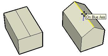 1. The following image shows a line dividing the top face of a box being moved up with a Move tool.
