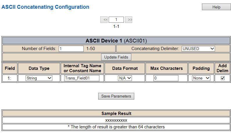 ASCII Configuration ASCII Concatenating The ASCII Concatenating feature allows you to combine multiple data points and locations in the mating protocol into a single ASCII string.