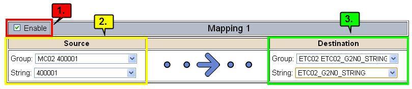 String Mapping Explanation Below are the different parts that can be modified to make up a string mapping. String data types can only be mapped to other string data types.