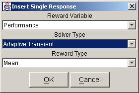 Figure 4.2: Response insertion dialog for design table choice. Alternatively, experiments from only the selected rows can be activated or deactivated.