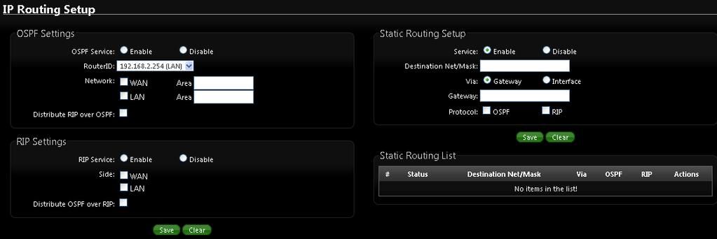 7.7 IP Routing by CPE mode The IP Routing Settings allows you to configure routing feature in the