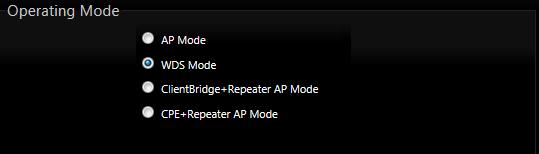 3. WDS Mode Configuration When WDS mode is chosen, the system can be configured as an WDS mode.
