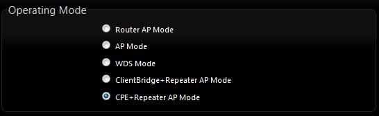 5. CPE + AP Mode Configuration When WISP + AP Mode is chosen, the system can be configured as an WISP + AP Mode.