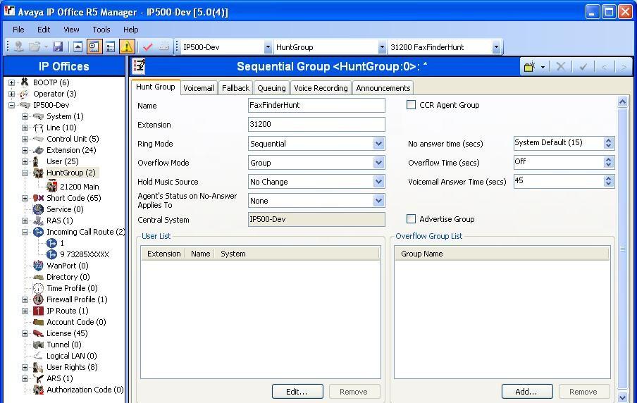 4.2. Administer Fax Hunt Group From the configuration tree in the left pane, right-click on HuntGroup and select New from the pop-up list to