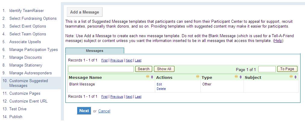 Adding Suggested Messages 79 To add a