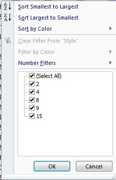 Filtering Filtered data displays only the rows that meet criteria that you specify and hides rows that you do not want displayed.