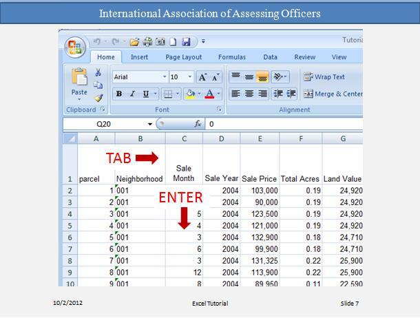 There are several ways of moving around a worksheet. As you enter titles across the top, press the TAB key to move from one column to the next or from one field to the next.