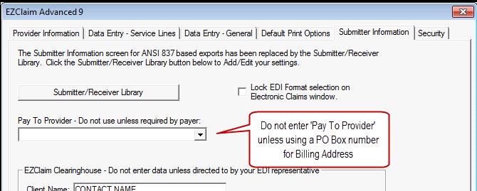 EZClaim customers do not require a Path and Filename. Step 1 - Submitter/Receiver Information 1. Go to Tools>Options>Submitter Information tab. 2. Enter your office Contact name and Phone number.