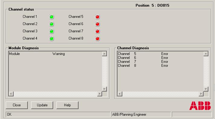 Diagnosis Section 3 Run-time Operation Station specific diagnosis is displayed in Diagnosis control for the CI801 or CI840 DTM.