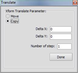 Translate To translating entities: 1. Select one or more entities you want to move and press Done from the drop down menu. In alternative, use "Window select" with related status-button activated. 2.