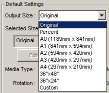 Unit : Select registered standard size of Output Size in Default Settings.