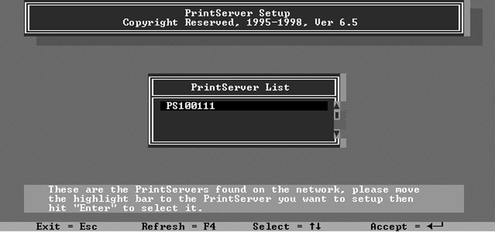 4. Choose NetWare Configuration from the menu. 5. Select Remote Printer in the Printing mode field. 6.