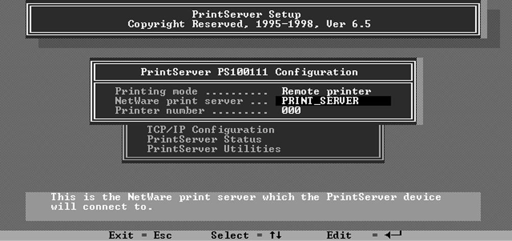 You must load the NetWare print server on the NetWare file server so that the print server configured as a remote printer can connect to the print server and service the print jobs.