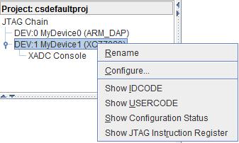 Next, Configure the JTAG chain: Next configure the FPGA.