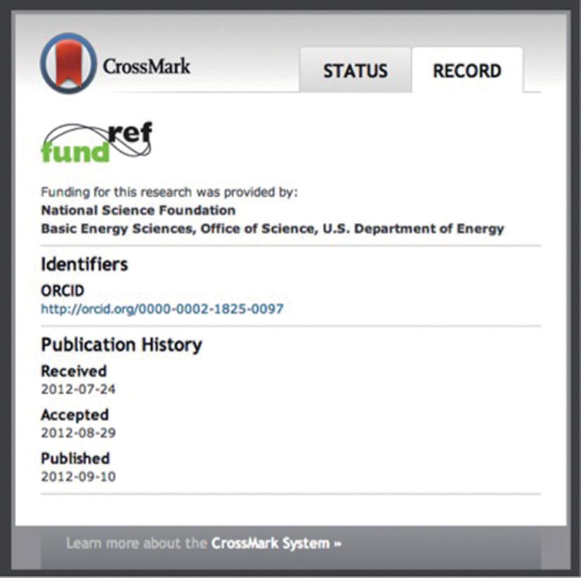 CrossMark has also been integrated into some third-party tools such as Microsoft Academic Search who are displaying the CrossMark logo on relevant content within their index.