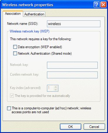 Utility Functions: Company 54g Wireless LAN (WLAN) User Manual 5. Type the network name in the Network name (SSID) box. 6.