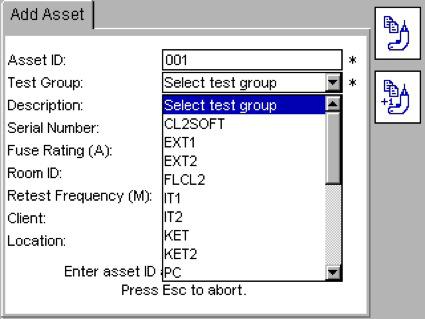 .4 Press the DOWN arrow to access TEST GROUPS..5 Press OK to access the drop down list of test groups.