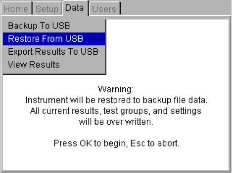 This error can be caused by a faulty USB stick. Replace the USB stick with another type and try again. Note: A USB stick may take a few seconds to be recognised by the PAT400. 7.